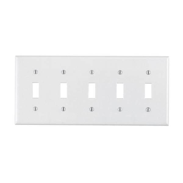 Leviton Leviton White 5 gang Plastic Toggle Wall Plate 1 pk 88023-000 - main